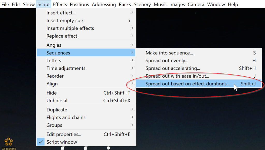 Spread out based on effect durations Finale 3D